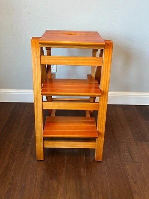 Step Stool, 3-Step folding, portable, made of the solid wood, four colors - Image 1 of 4