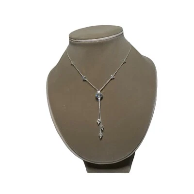 Collar Cuentas Facetadas Cristal Gota Tono Plateado Collar Elegante Cóctel Elegante Foto 1 de 4