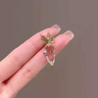 Pink Crystal Carrot Brooches Pin For Women Crystal Love Enamel Badge Accessor Wa