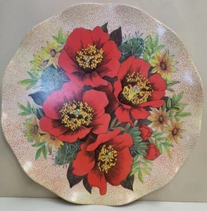 Vintage Tamco Hollywood Melmac Frilled Edge Poinsettia Plate c1955-60s 27cm Wide - Picture 1 of 4