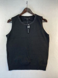C'est City An August Silk Co. Black Knit Sleeveless Silk Blend Top - Size L NWT - Picture 1 of 15