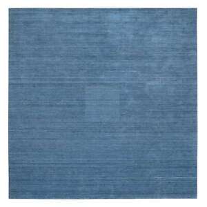 10'x10' Denim Blue, Soft Wool Hand Loomed, Modern Design, Square Rug R64571