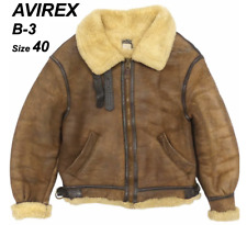 AVIREX B-3 Jacket Brown Real Mouton Leather Coat MEN'S Size 40 Very Good JAPAN