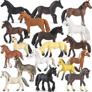 18 Pcs Plastic Horse Figure Toy Set for Kid, 2.5'' Miniature Realistic Pony Hors - Picture 1 of 7