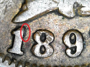 1892 1c Indian Cent 1/1  RPD 1 over 1 Repunched Date - Picture 1 of 5