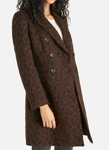 ANN TAYLOR Mantel XS Petite Brown Cheetah PRINT Zweireiher Chesterfield Coat - Bild 1 von 6