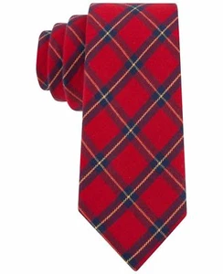 TOMMY HILFIGER MEN'S XAVIER PLAID SLIM TIE ONE SIZE RED - Picture 1 of 4