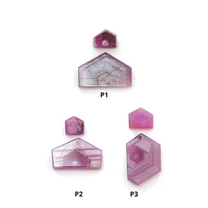 Rosemary Pink Sapphire Flat Slice Loose Gemstone Uneven Shape 2pcs For Jewelry - Imagen 1 de 13