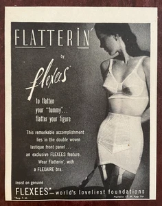 1948 FLEXEES Flatterin' Girdle Bra Vintage Print Ad Flexaire Flatten Your Tummy - Picture 1 of 1