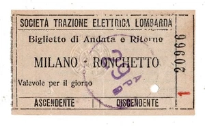 BIGLIETTO  TICKET   TRAM    S.T.E.L.  LINEA    MILANO  RONCHETTO - Picture 1 of 2