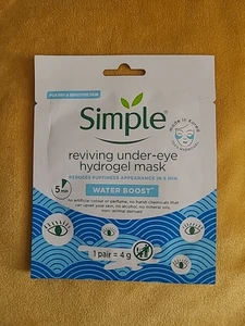 1 x4gm Simple 'Water Boost Reviving Under Eye Mask' Reduce Puffiness Combine P&P - Picture 1 of 4