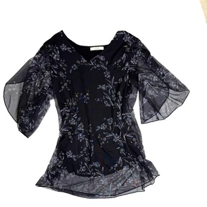 Black and light blue floral blouse - Picture 1 of 8