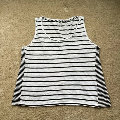 Talbots Women’s White Striped Tank Top - Size XL - VGUC - Cotton/Modal - Image 1 of 4