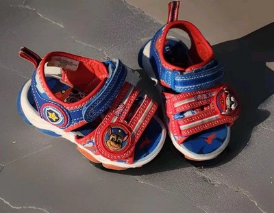 EUC Paw Patrol Toddler Boys Light Up Sandals Sz 5 Blue/Red Adjustable Comfy - Image 1 of 4