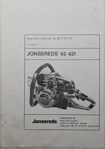 Vintage Jonsereds Chainsaw Operators Manual For 62 - 621, 1st Ed, 62 17 01 EN - Picture 1 of 6