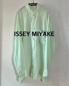 Issey Miyake Mint Green Stand Collar Shirt M Rayon 100% Vintage Used - Picture 1 of 9