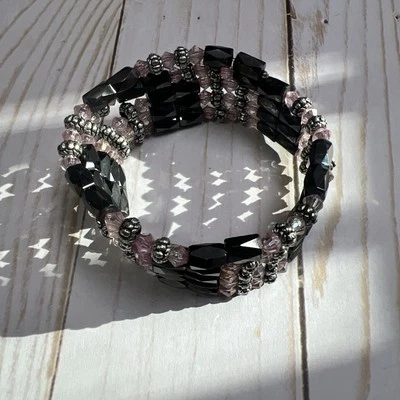 Магнитотерапия гематит и хрустальные бусины надежном ожерелье/браслет/лодыжки фиолетовый - Изображение 1 из 4