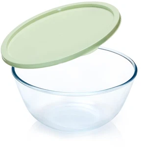 4.7 Quart Large Glass Mixing Bowl with Lid, Deep Big Glass Bowl Large Salad Bowl - Picture 1 of 7