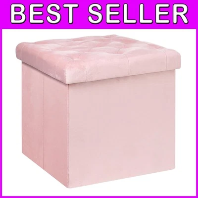 Chic Medium Velvet Ottoman with Folding Design - Versatile Foot Stool & Storage - Image 1 of 4