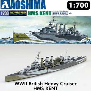 HMS KENT Bristish Heavy Cruiser Segunda Guerra Mundial Waterline serie 1:700 kit AOSHIMA 06739 - Imagen 1 de 8