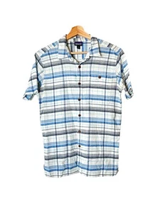 Camisa Patagonia Para Hombre S Azul Blanco A Cuadros LEER Algodón Orgánico Abotonada - Imagen 1 de 5