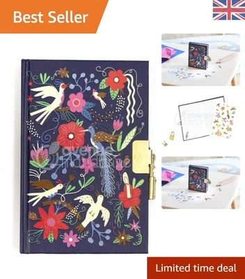 Lockable Birds & Flowers Diary for Kids - 240 Pages for Secrets & Creativity - Image 1 of 4