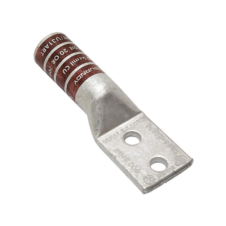 BURNDY YA342TC38 TwoHoleLugCmprsnConn,Long,Brown,20 22C379 - Image 1 of 1