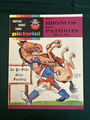 1966 Denver Broncos Boston Patriots AFL Program Phil Bissell Ye Olde Glue Place! - Image 1 of 4