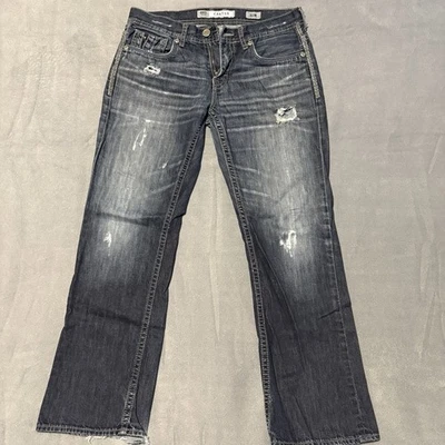 Pantalones de mezclilla Y2K BKE para hombre 32x30 azul lavado medio Carter bootcut ribete desgastado Foto 1 de 4