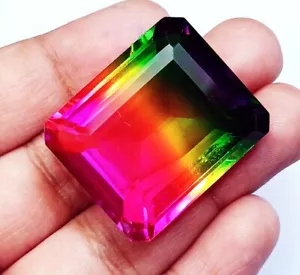 Emerald Cut Watermelon Tourmaline 93.70 Ct Certified Loose Gemstone ~ Free Gift - Picture 1 of 8