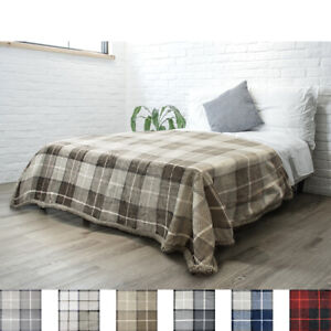 Plaid Throw Blanket for Couch Sofa Bed Sherpa Fleece Soft Microfiber Reversible