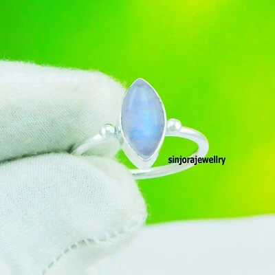 Rainbow Moonstone 925 sterling silver handmade Gift Ring US size 5 to 13 - Image 1 of 4