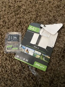 PNY 64GB Elite-X Class 10 U3 V30 microSDXC Flash Memory Card 2 Pack T49 - Picture 1 of 5