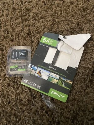 PNY 64GB Elite-X Class 10 U3 V30 microSDXC Flash Memory Card 2 Pack T49 - Image 1 of 4