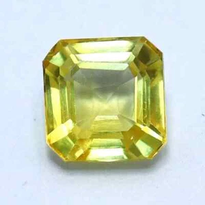 Piedra preciosa suelta certificada con zafiro amarillo natural Asscher de 3,95 quilates con regalo gratis - Imagen 1 de 8