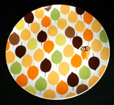 Plato de ensalada RACHEL RAY Little Hoot Owl 8" naranja verde marrón DE 5 Foto 1 de 2