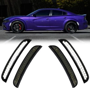 For 2015-2023 Dodge Charger White Front Rear LED Side Marker Light Smoked Lens - Picture 1 of 7