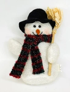 Mini Snowman Plush With Broom, Scarf, Hat & Carrot Nose - Picture 1 of 3