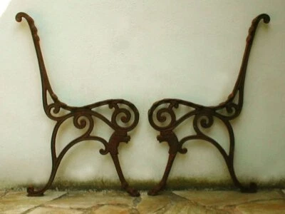 Gartenbank Sitzbank Bank - mit Löwe Seitenteile, Metall - Bild 1 von 4