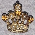 Vintage Gold Tone Embellished Crown Lapel Pin [L]