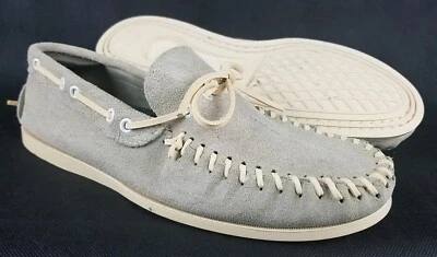 Florsheim Hombres 10.5 Taupe/Gris Cuero Nubuck Mocasines Sin Cordones Barco Cubierta Zapatos Foto 1 de 4