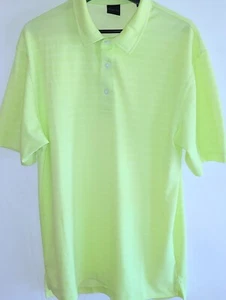 Dunning Golf Mens Large Short Sleeve Golf Polo Striped Neon Green - Picture 1 of 11