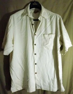 Camicia hawaiana LN Caribbean L misto seta/cotone panna stampa marlin SS con bottoni - Foto 1 di 4