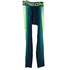 Nike Pro Combat Hyperwarm Mens Compression Tights S Dri-Fit Max Green Gradient - Picture 1 of 11