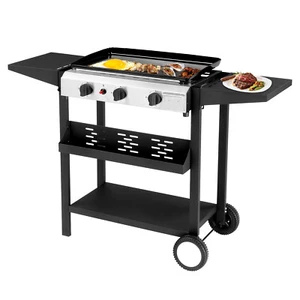 34" Outdoor Griddle Station with Side Shelf, 3 Burner Flat Top Gas Grill Propane - Picture 1 of 8