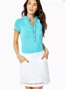 Neu LILLY PULITZER MONICA SKORT, Resort weiß/verzierter Ösenbesatz, Größe 10 - Bild 1 von 9