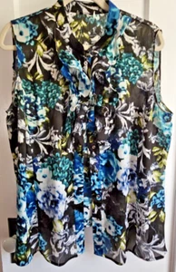 TAHARI Arthur s levine Chemise boutonnée sans manches à volants devant femme 1X - Photo 1/7