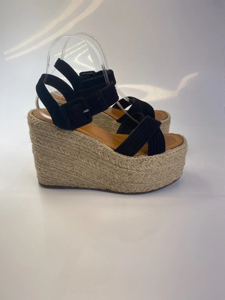 Sandalia de cuña alpargata negra Blisse Nubuck Schutz para mujer talla 9 Foto 1 de 4