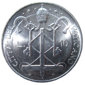 VATICAN CITY. 10 LIRE, 1967. POPE PAUL VI. - Picture 1 of 2