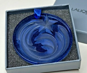 "Noel 2000 Lalique Francia Zafiro Cometa Cristal Adorno Estrella Azul En Caja 2.5""" - Imagen 1 de 11